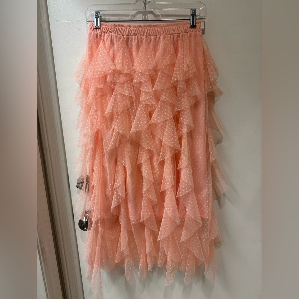 Salmon Peach Ruffled Skirt size medium